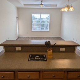 unfurnished kitchen and living room