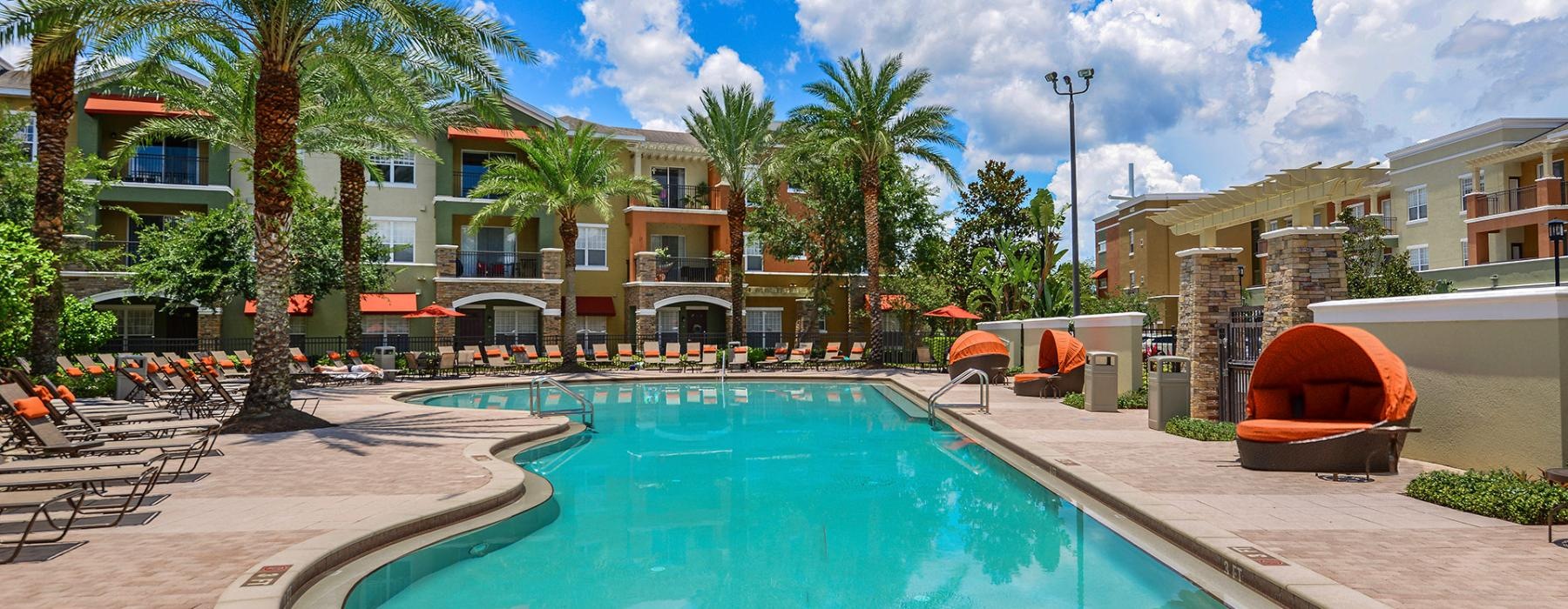 a swimming pool in a backyard